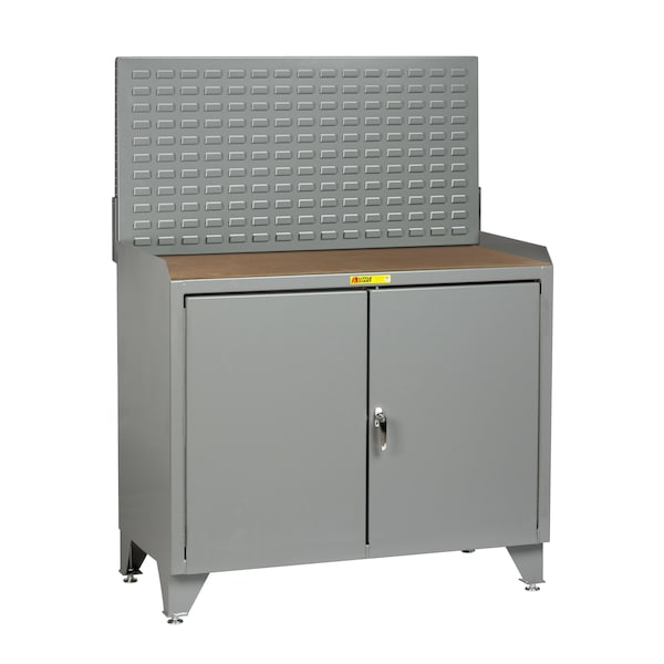 Bench Cabinet, 24" X 48", Solid Doors, Hardboard, Louvered Panel